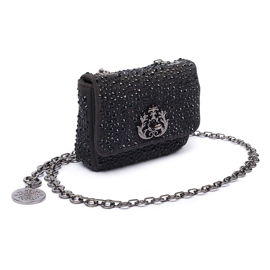 Nano Bolsa Em Cristais Jolie Preto