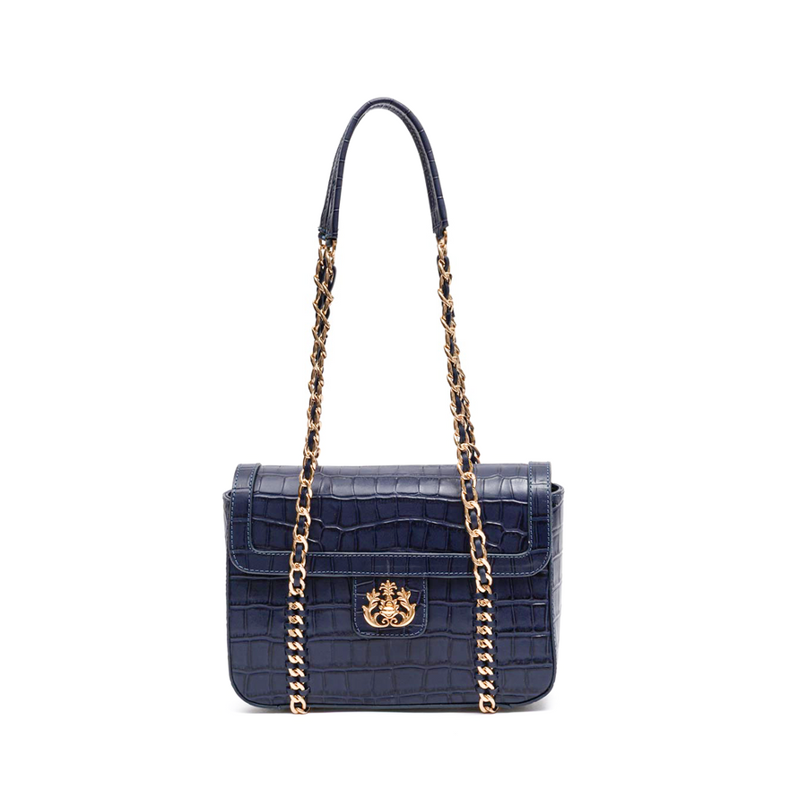 BOLSA FLAP SIENNA MÉDIA COURO COBALTO