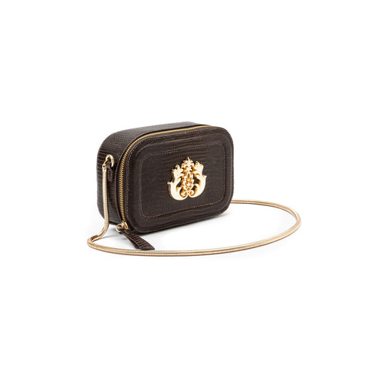 BOLSA DANCE EM COURO LIZARD BROWN