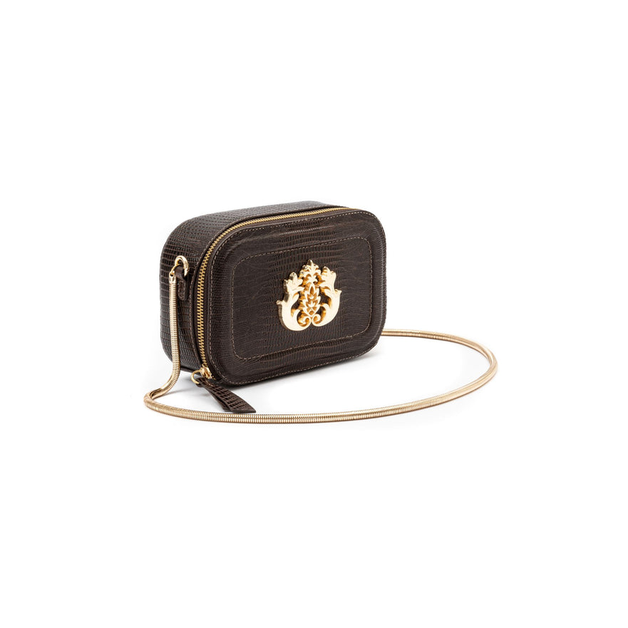 BOLSA DANCE EM COURO LIZARD BROWN