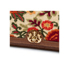 MINI BOLSA DIANA FLAP PALHA FIORI BORDADA E COURO FRIDA CARAMELO