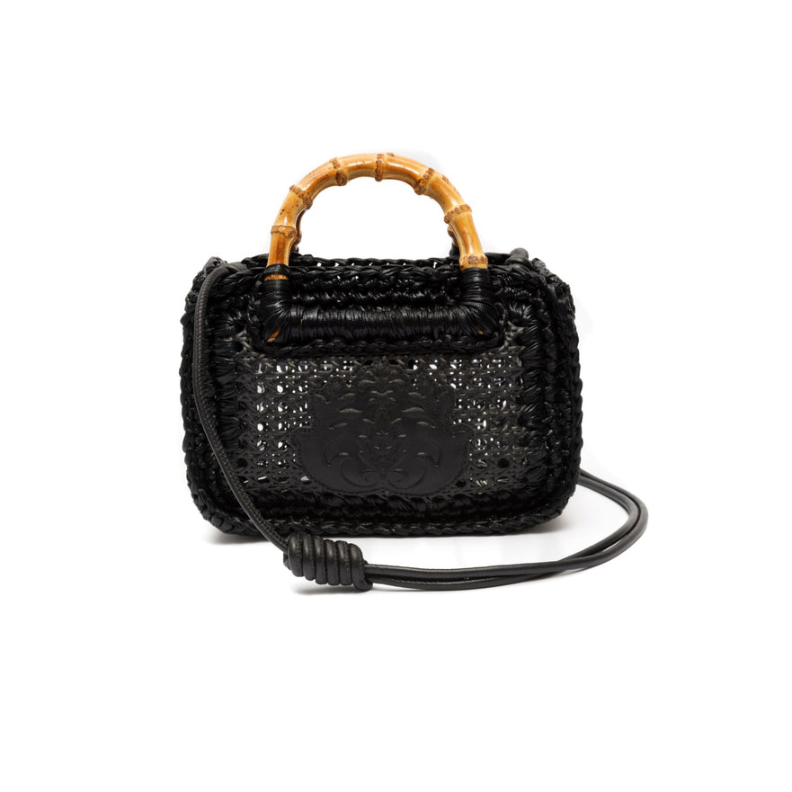MINI BOLSA DUNA EM CROCHÊ METALIZADO  PRETO