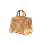 BOLSA DIANA MAXI EM COURO NATURAL E PALHA INDIANA  GOLD