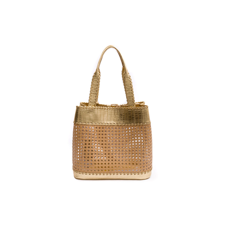 BOLSA TOTE PALHA SEXTAVADA GRANDE NEW CROCO NEW GOLD
