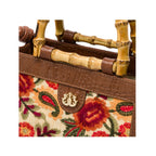 BOLSA DIANA MÉDIA PALHA FIORI BORDADA E COURO