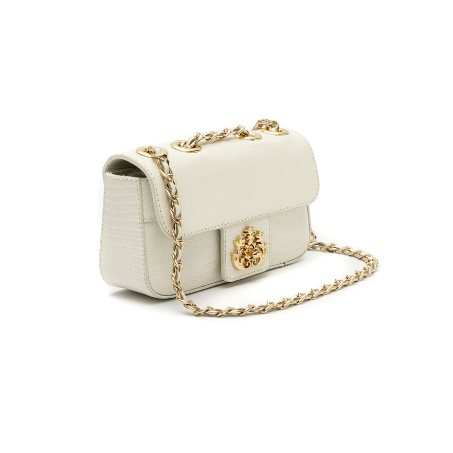 ANNE MINI LIZARD LEATHER BAG VANILLA GOLD