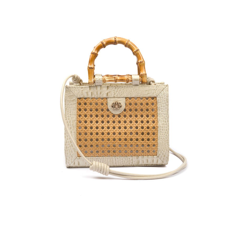 BOLSA DIANA MÉDIA EM COURO NATURAL E PALHA INDIANA MARSHMALLOW