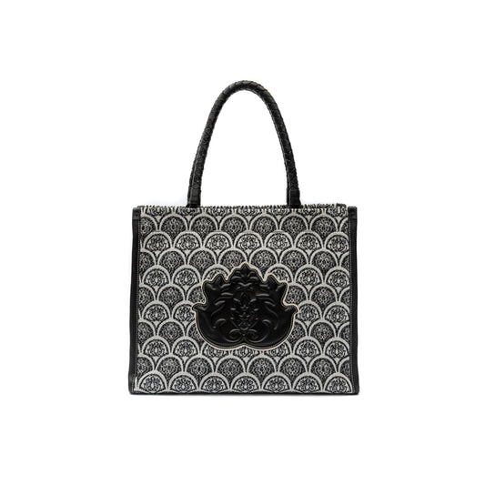 BOLSA MAXI TOTE SIRENA JACQUARD PRETO