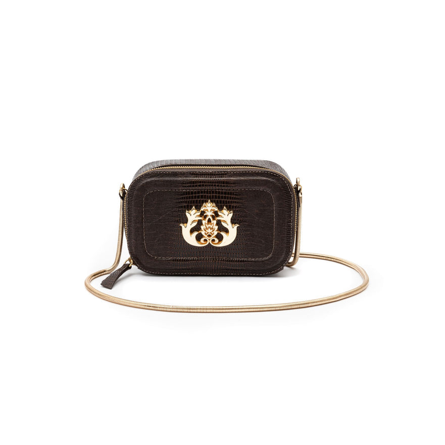 BOLSA DANCE EM COURO LIZARD BROWN