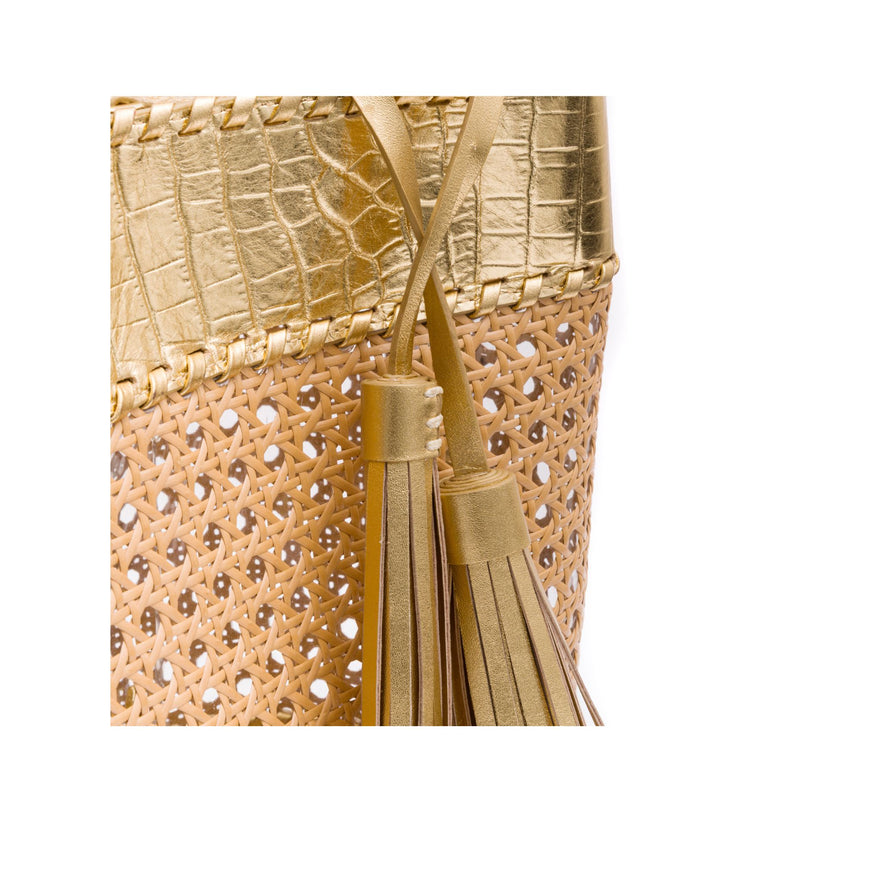 BOLSA TOTE PALHA SEXTAVADA GRANDE NEW CROCO NEW GOLD
