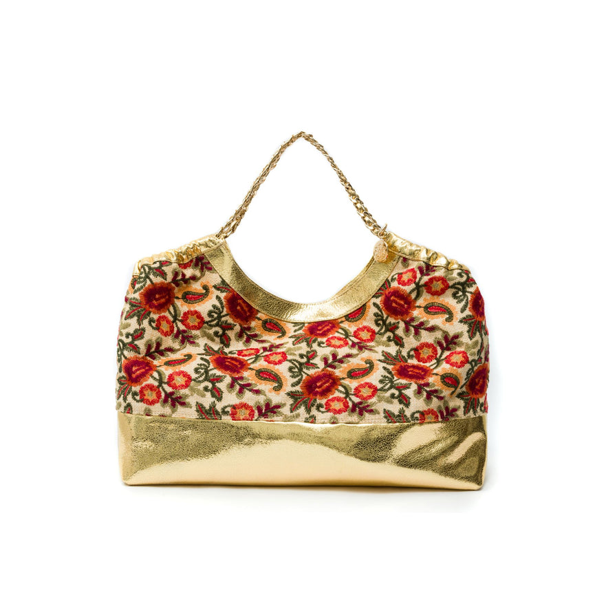 BOLSA MAXI SHOPPER DANNY PALHA FIORI BORDADA