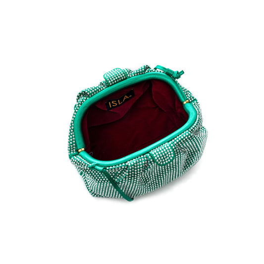 MINI POUCH  EM CRISTAIS VERDE