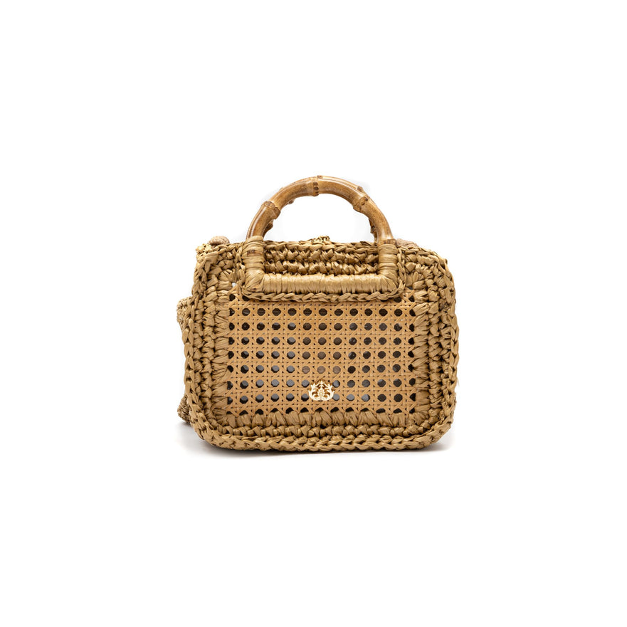 MINI BOLSA FIORI HANDMADE RAFIA NATURAL