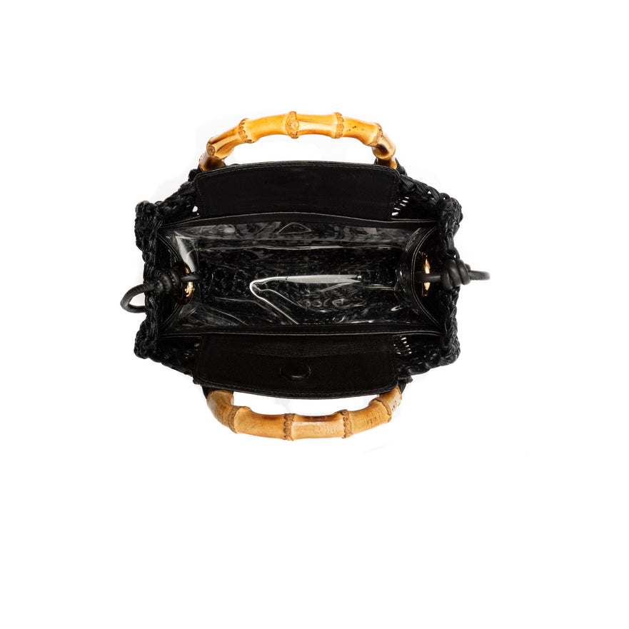 MINI BOLSA DUNA EM CROCHÊ METALIZADO  PRETO