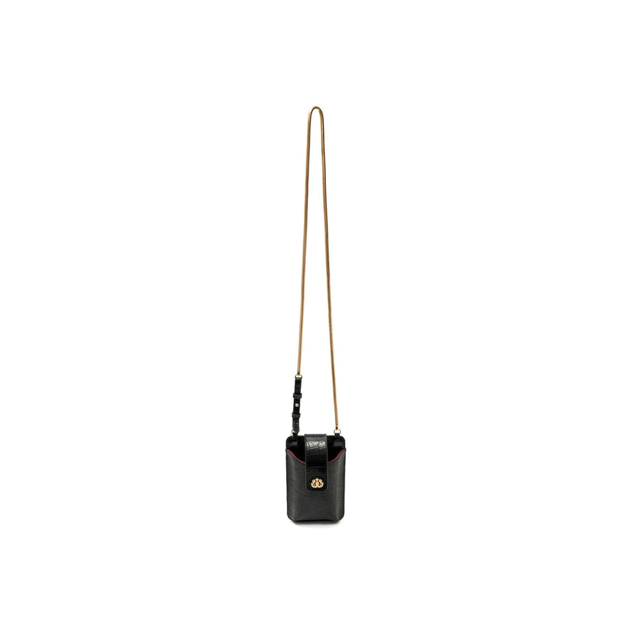 Phone Pouch Tiracolo Em Palha Preto