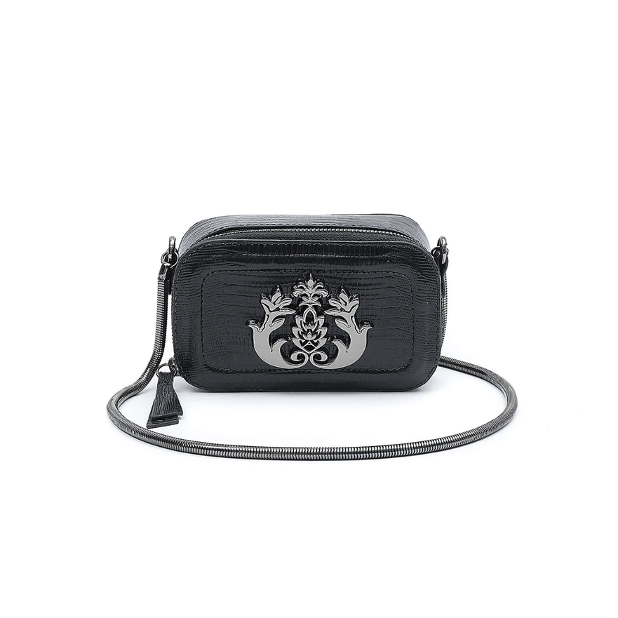 BOLSA DIANA MÉDIA EM COURO NATURAL E PALHA INDIANA NEW CROCO OURO