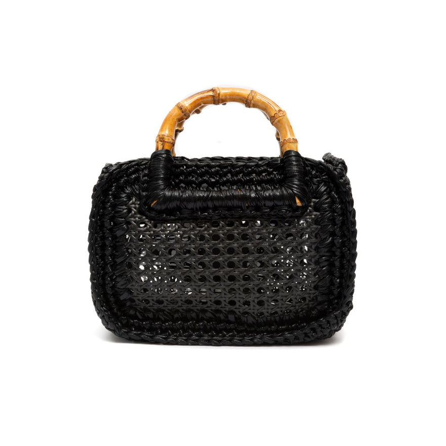 MINI BOLSA DUNA EM CROCHÊ METALIZADO  PRETO