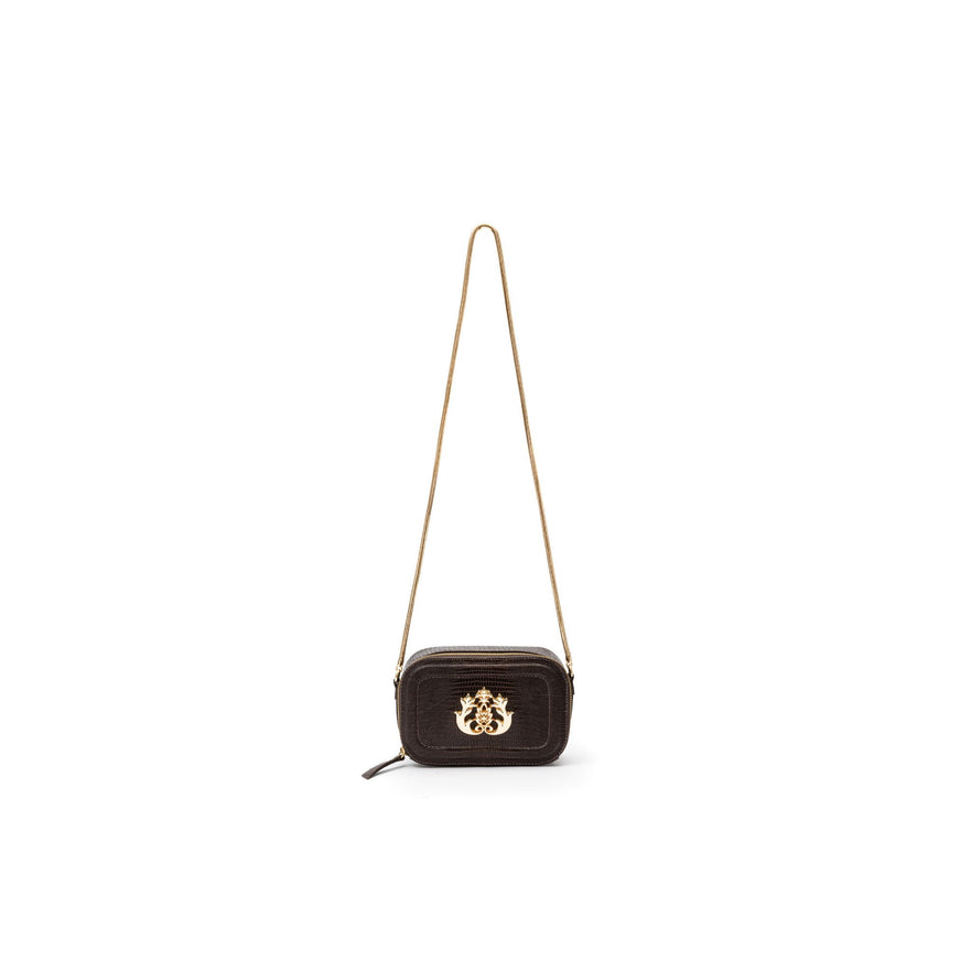 BOLSA DANCE EM COURO LIZARD BROWN