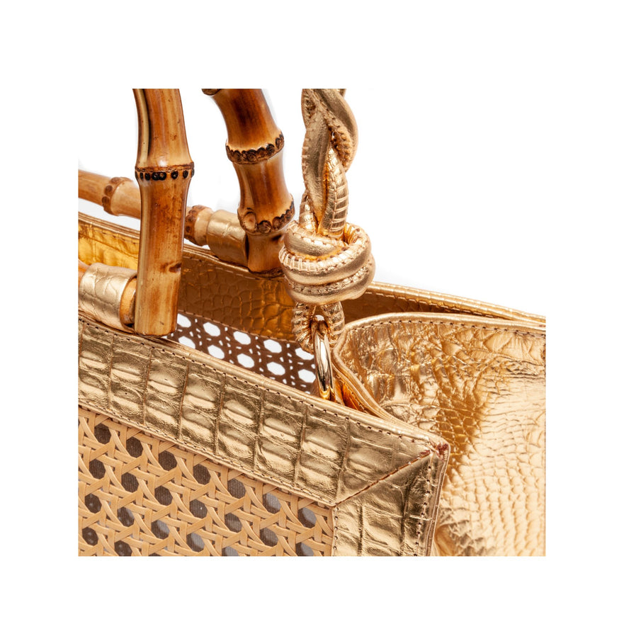 BOLSA DIANA MAXI EM COURO NATURAL E PALHA INDIANA  GOLD