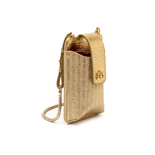 PHONE POUCH TIRACOLO EM PALHA GOLD