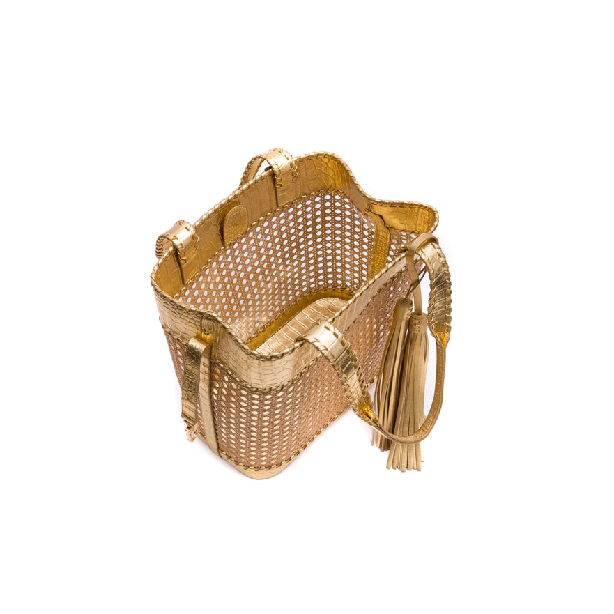 BOLSA TOTE PALHA SEXTAVADA GRANDE NEW CROCO NEW GOLD