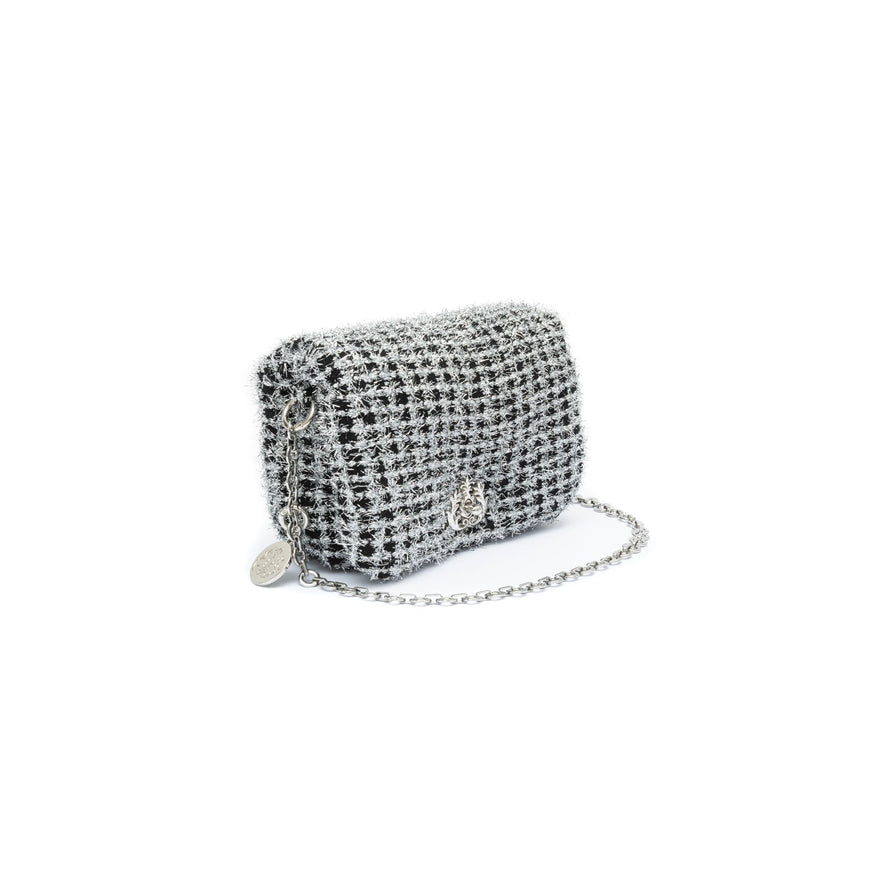 BOLSA PUFFER TWEED LUREX PRATA