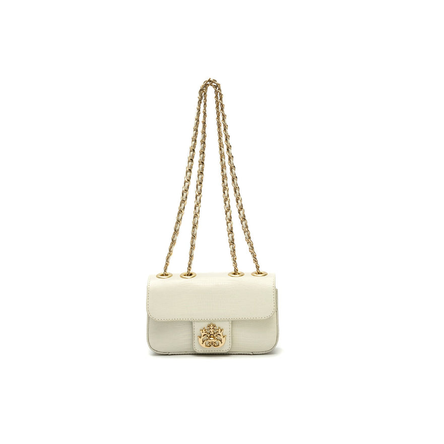 ANNE MINI LIZARD LEATHER BAG VANILLA GOLD