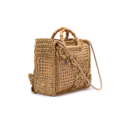 BOLSA TOTE FIORI HANDMADE RAFIA NATURAL