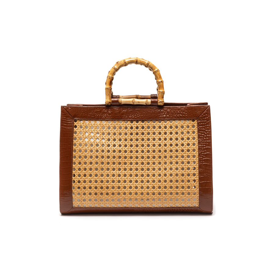 BOLSA DIANA MAXI EM COURO MAXI CROCO PINHÃO