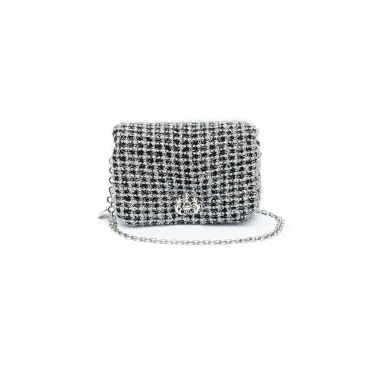 BOLSA PUFFER TWEED LUREX PRATA