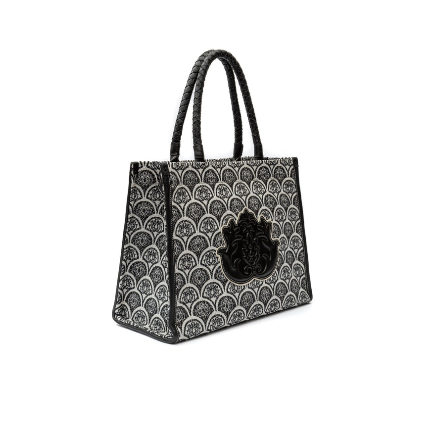 BOLSA MAXI TOTE SIRENA JACQUARD PRETO