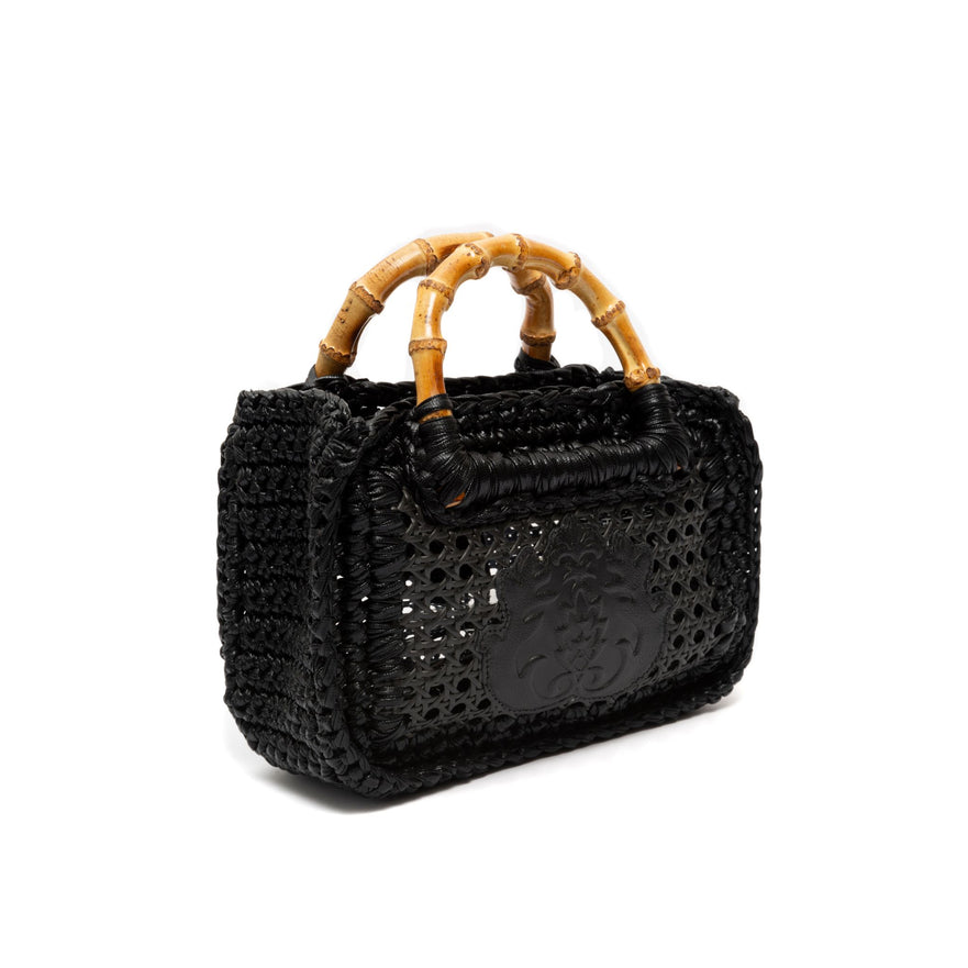 MINI BOLSA DUNA EM CROCHÊ METALIZADO  PRETO