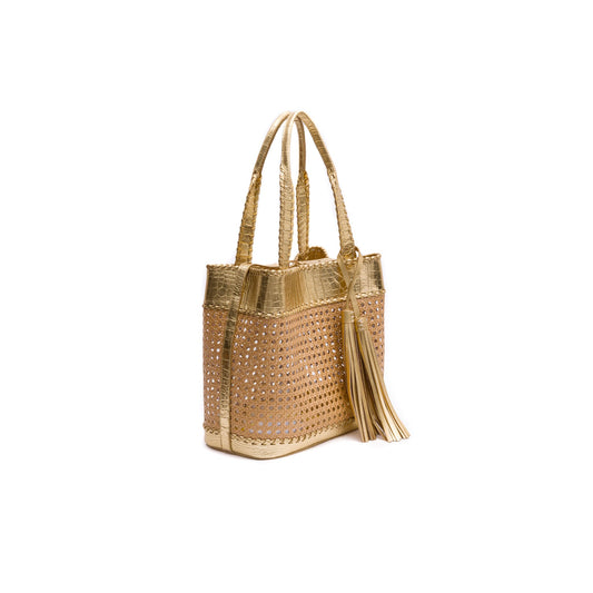 BOLSA TOTE PALHA SEXTAVADA GRANDE NEW CROCO NEW GOLD