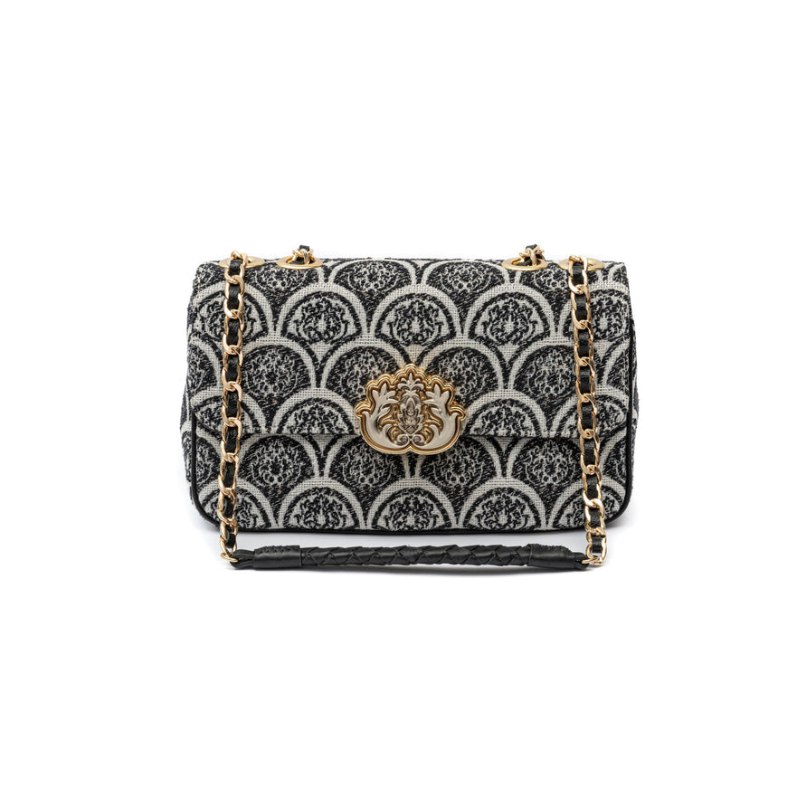BOLSA BAGUETE SIRENA JACQUARD PRETO