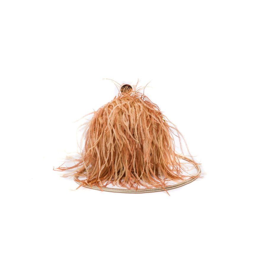 BOLSA  LILY EM PLUMAS OURO/BRONZE
