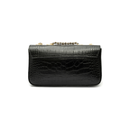 BOLSA ANNE EM COURO NEW CROCO PRETO OURO