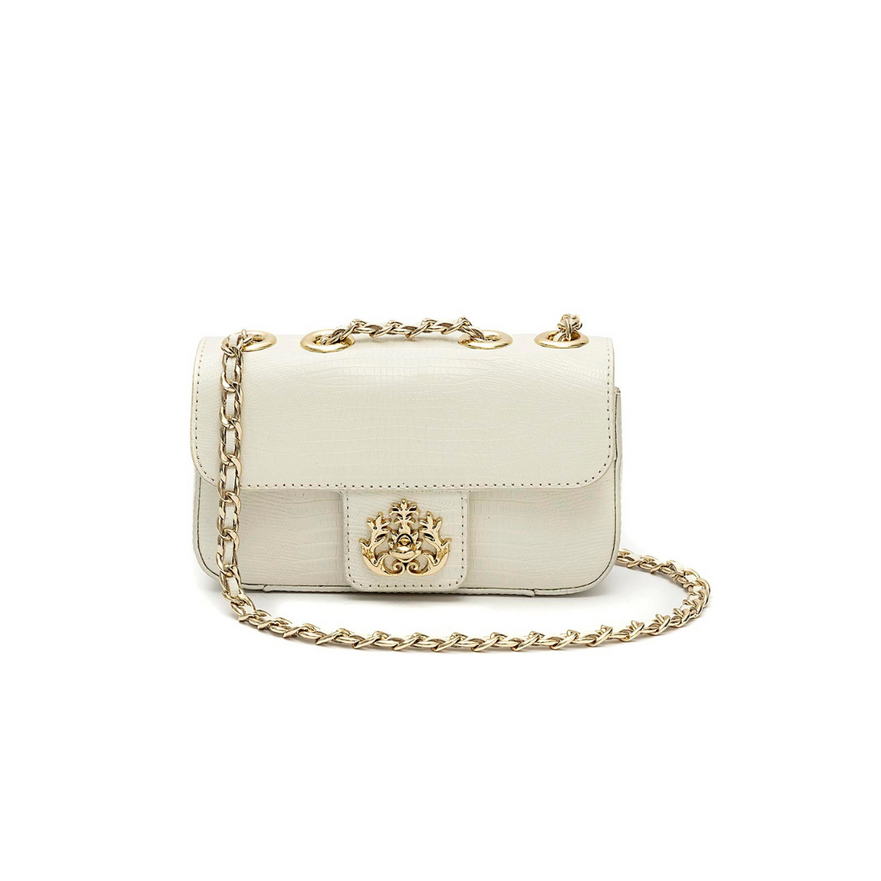 BOLSA ANNE LIZARD MINI COURO LIZARD VANILLA OURO