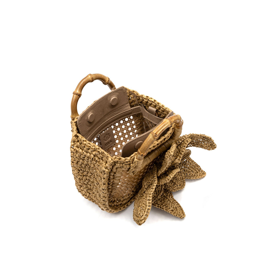 MINI BOLSA FIORI HANDMADE RAFIA NATURAL