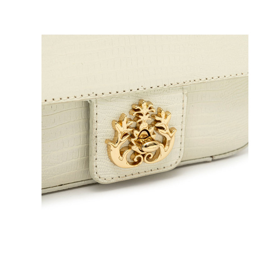 ANNE MINI LIZARD LEATHER BAG VANILLA GOLD