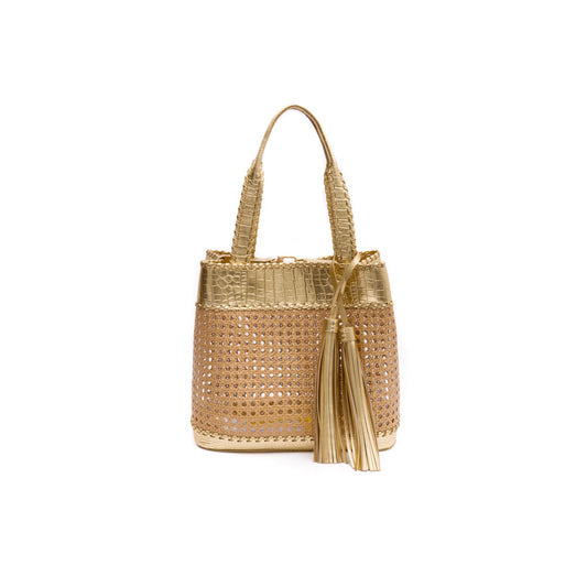 BOLSA TOTE PALHA SEXTAVADA GRANDE NEW CROCO NEW GOLD