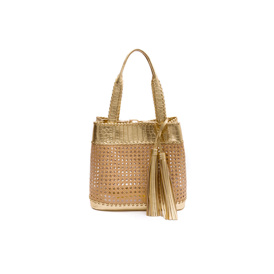 BOLSA TOTE PALHA SEXTAVADA GRANDE NEW CROCO NEW GOLD