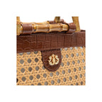 BOLSA DIANA MÉDIA EM COURO NATURAL  E PALHA INDIANA MAXI CROCO  PINHÃO