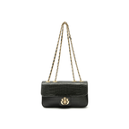 BOLSA ANNE EM COURO NEW CROCO PRETO OURO