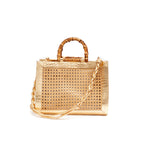 BOLSA DIANA MAXI EM COURO NATURAL E PALHA INDIANA  GOLD