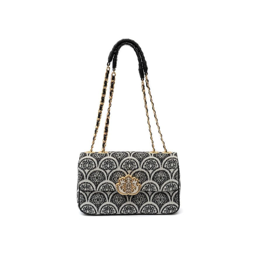 BOLSA BAGUETE SIRENA JACQUARD PRETO