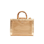 BOLSA DIANA MAXI EM COURO NATURAL E PALHA INDIANA  GOLD