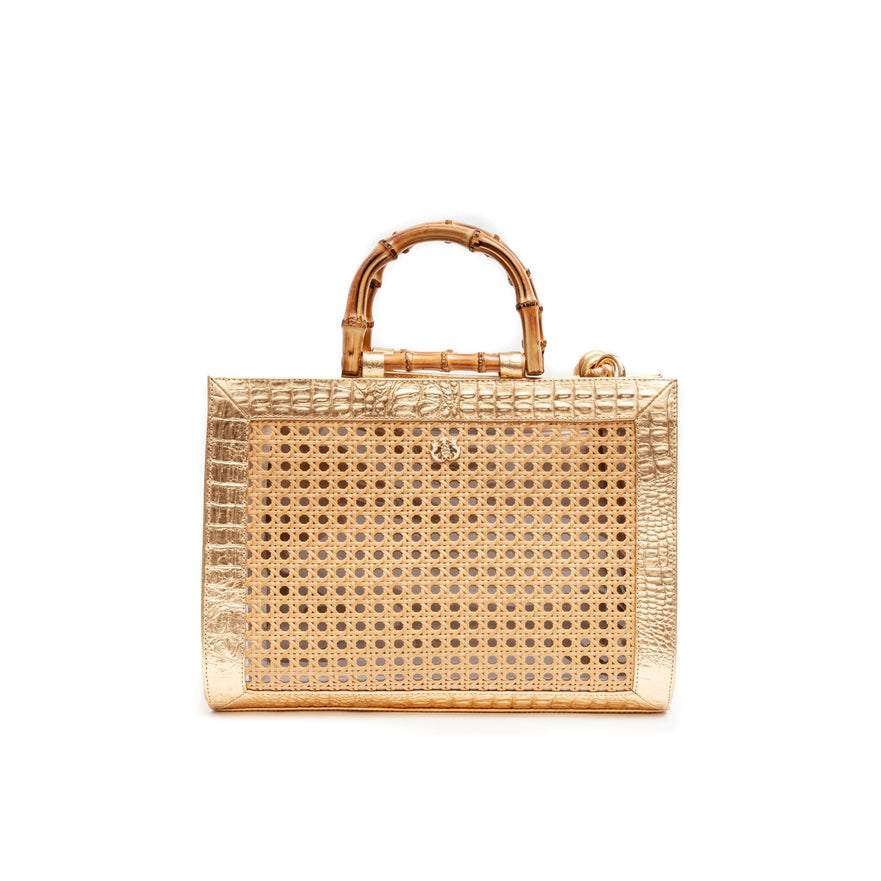 BOLSA DIANA MAXI EM COURO NATURAL E PALHA INDIANA  GOLD