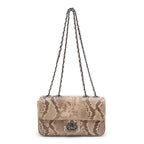BOLSA BAGUETE ANNE PEQUENA COURO COBRA CLARA ONIX