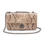 BOLSA BAGUETE ANNE PEQUENA COURO COBRA CLARA ONIX