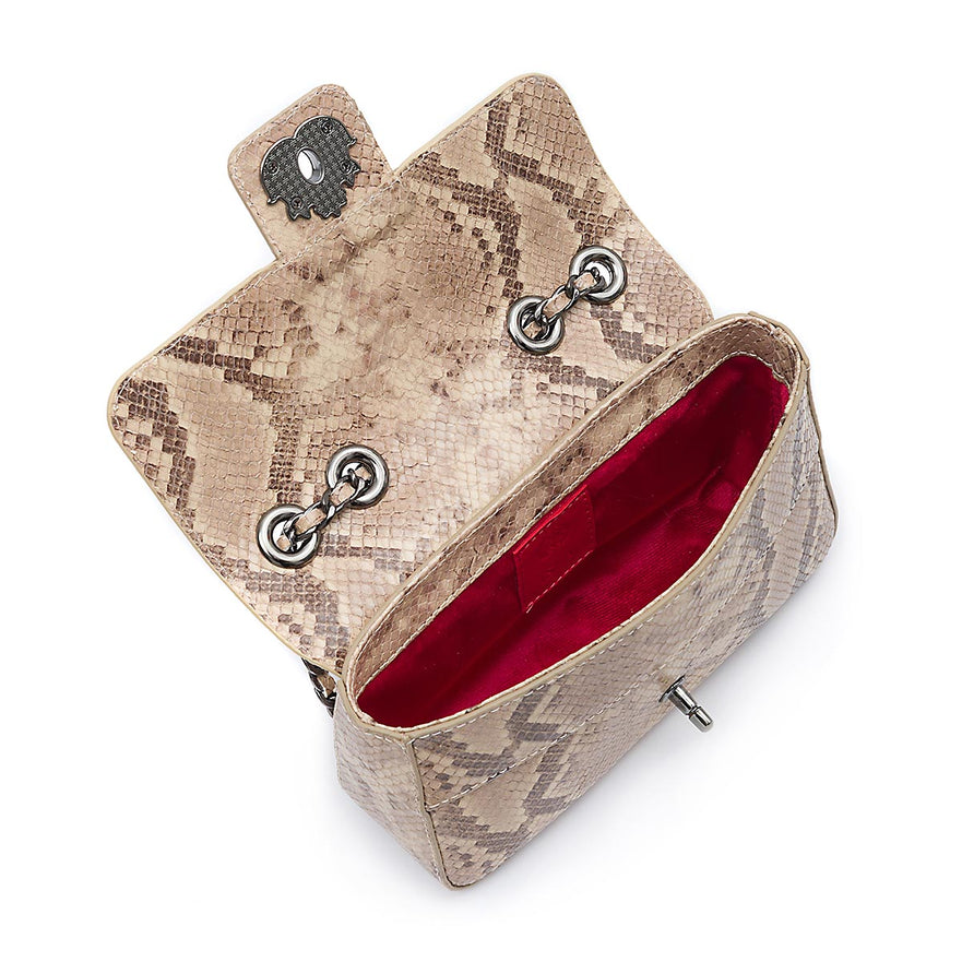 BOLSA BAGUETE ANNE PEQUENA COURO COBRA CLARA ONIX